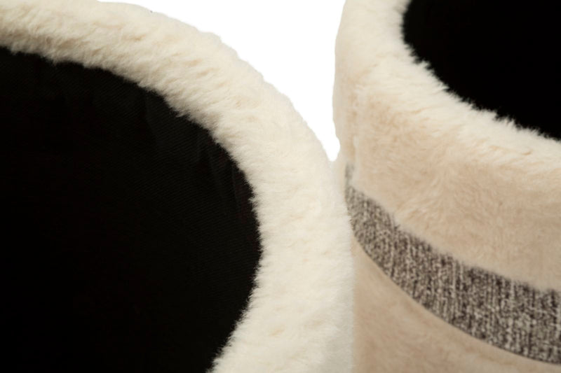 Lot de 2 poufs de rangement rembourrés crème – Collection Saint-Moritz