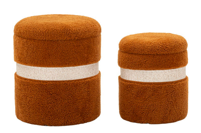Lot de 2 poufs de rangement en velours marron – Poufs modernes Saint-Moritz