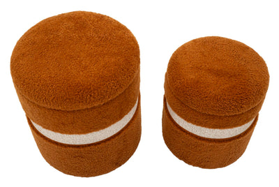 Lot de 2 poufs de rangement en velours marron – Poufs modernes Saint-Moritz