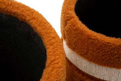 Lot de 2 poufs de rangement en velours marron – Poufs modernes Saint-Moritz