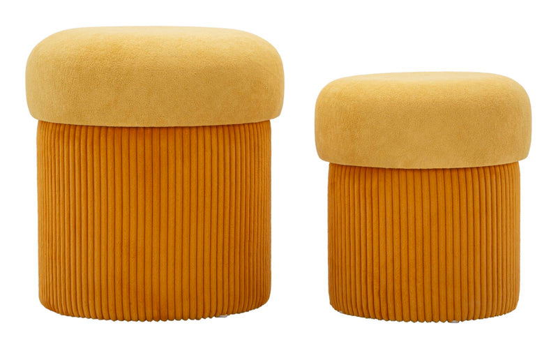 Lot de 2 poufs de rangement en velours moutarde – Aspen Contemporary Design