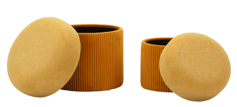 Lot de 2 poufs de rangement en velours moutarde – Aspen Contemporary Design