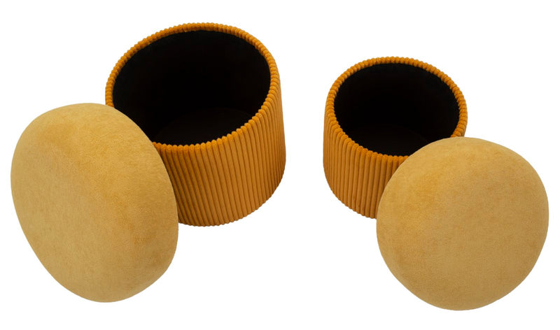 Lot de 2 poufs de rangement en velours moutarde – Aspen Contemporary Design