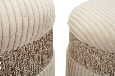 Lot de 3 poufs de rangement rembourrés crème – Collection Curtain