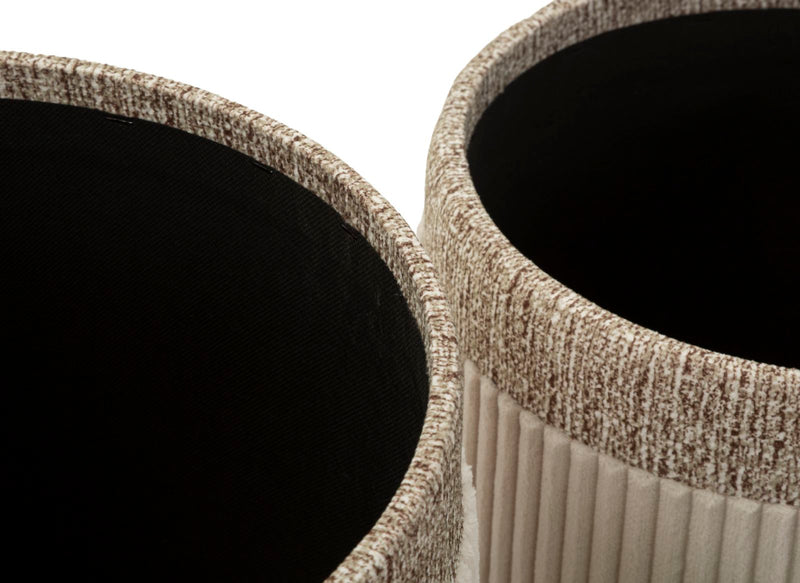 Lot de 3 poufs de rangement rembourrés crème – Collection Curtain