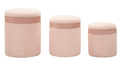 Lot de 3 poufs de rangement rembourrés roses – Collection Curtain Box