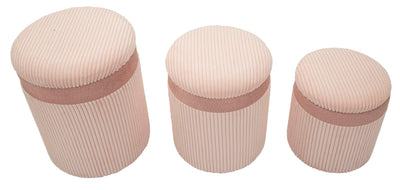 Lot de 3 poufs de rangement rembourrés roses – Collection Curtain Box
