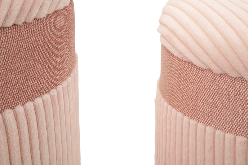 Lot de 3 poufs de rangement rembourrés roses – Collection Curtain Box