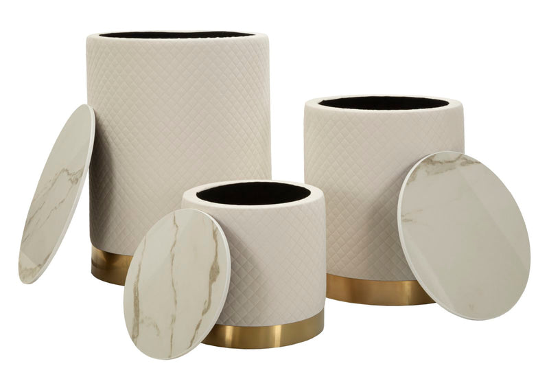 Lot de 3 poufs de rangement rembourrés – Display Shop Modern Design