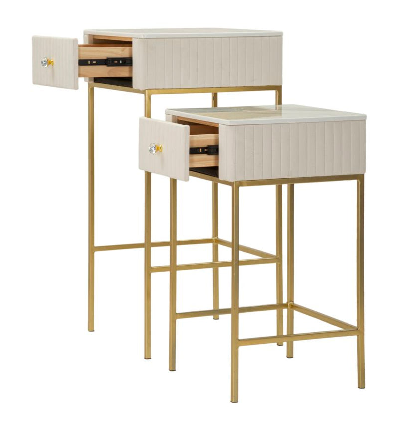 Lot de 2 tables hautes carrées avec piètement doré – Collection Wedding