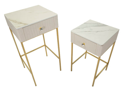 Lot de 2 tables hautes carrées avec piètement doré – Collection Wedding