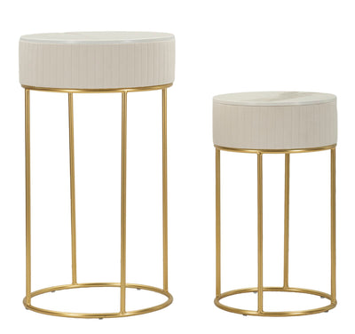 Lot de 2 tables hautes rondes avec piètement doré – Collection Wedding