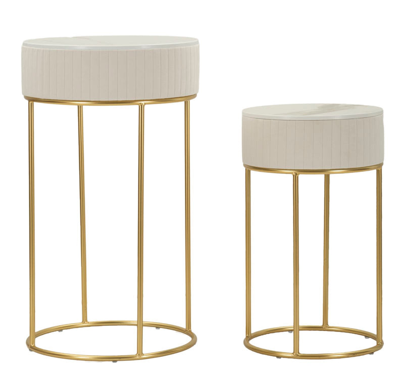 Lot de 2 tables hautes rondes avec piètement doré – Collection Wedding