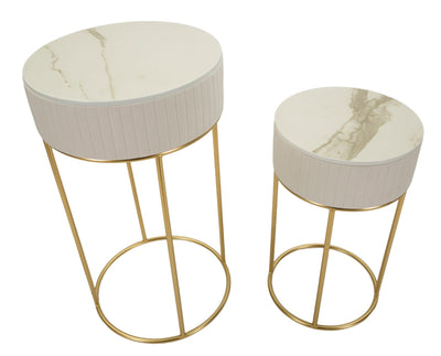 Lot de 2 tables hautes rondes avec piètement doré – Collection Wedding