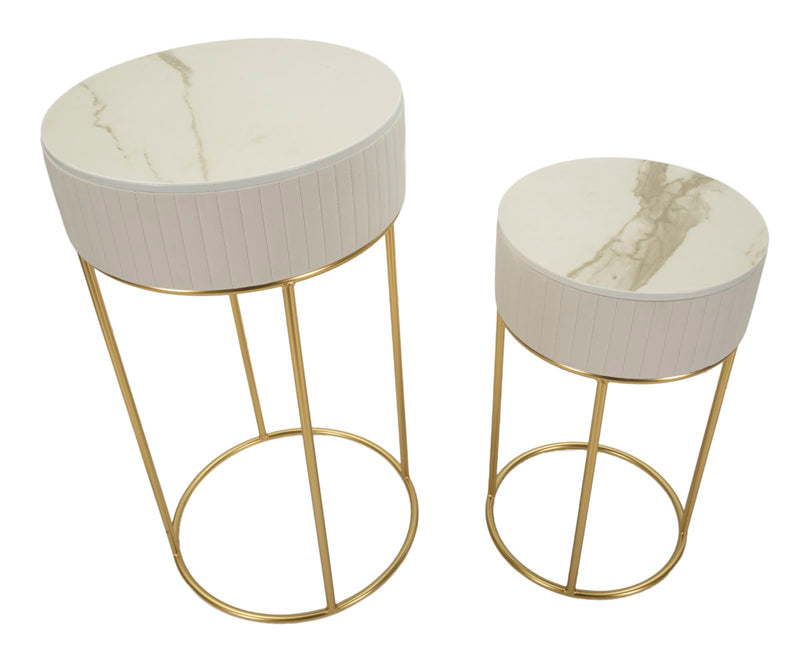 Lot de 2 tables hautes rondes avec piètement doré – Collection Wedding