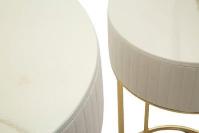 Lot de 2 tables hautes rondes avec piètement doré – Collection Wedding