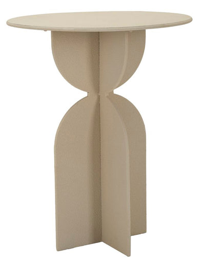 Table d'appoint ronde beige avec base sculpturale – Dune Modern Design