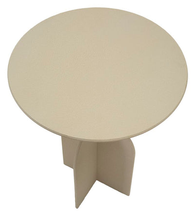Table d'appoint ronde beige avec base sculpturale – Dune Modern Design