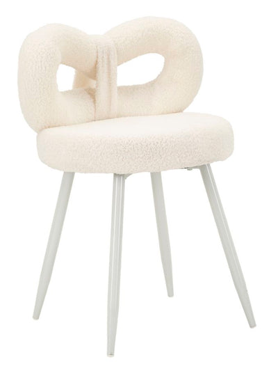 Mini-fauteuil rembourré blanc avec pieds en bois – Fauteuil d'appoint Ilary