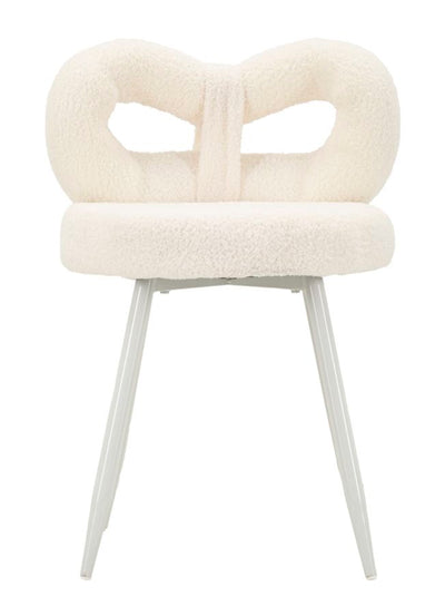 Mini-fauteuil rembourré blanc avec pieds en bois – Fauteuil d'appoint Ilary