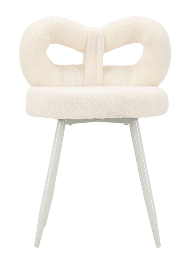 Mini-fauteuil rembourré blanc avec pieds en bois – Fauteuil d&