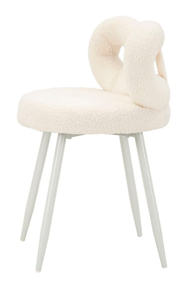 Mini-fauteuil rembourré blanc avec pieds en bois – Fauteuil d'appoint Ilary