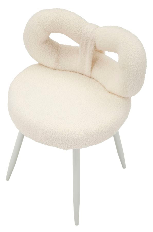 Mini-fauteuil rembourré blanc avec pieds en bois – Fauteuil d&