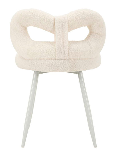Mini-fauteuil rembourré blanc avec pieds en bois – Fauteuil d'appoint Ilary