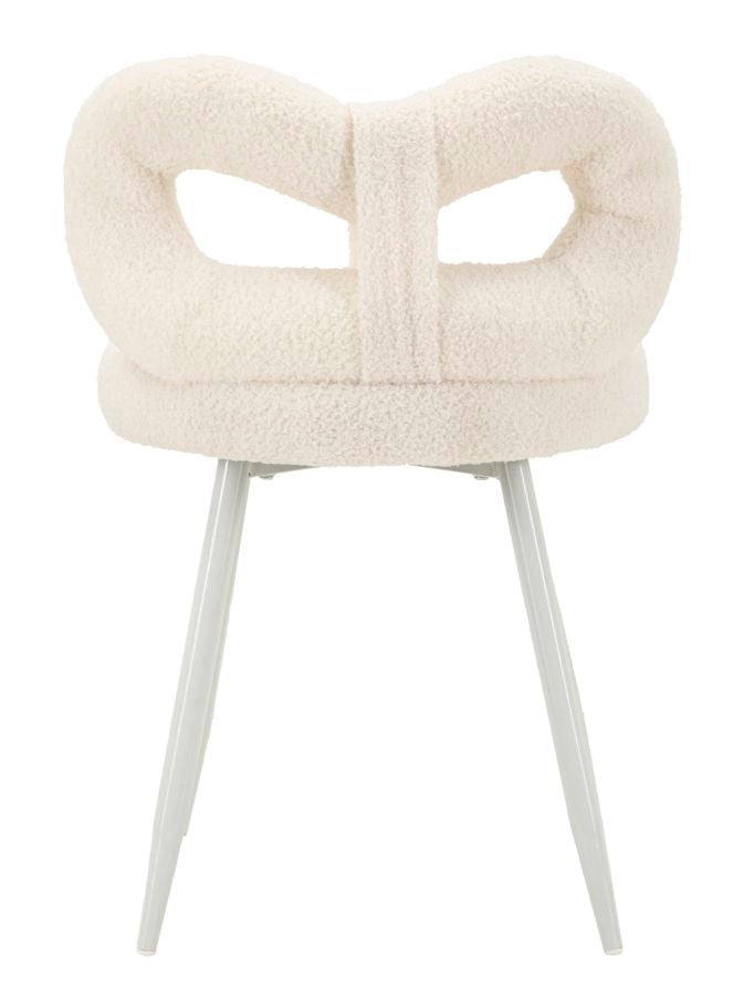 Mini-fauteuil rembourré blanc avec pieds en bois – Fauteuil d&