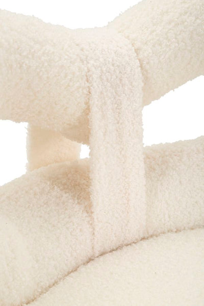 Mini-fauteuil rembourré blanc avec pieds en bois – Fauteuil d'appoint Ilary