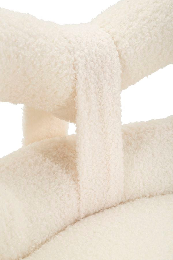 Mini-fauteuil rembourré blanc avec pieds en bois – Fauteuil d&