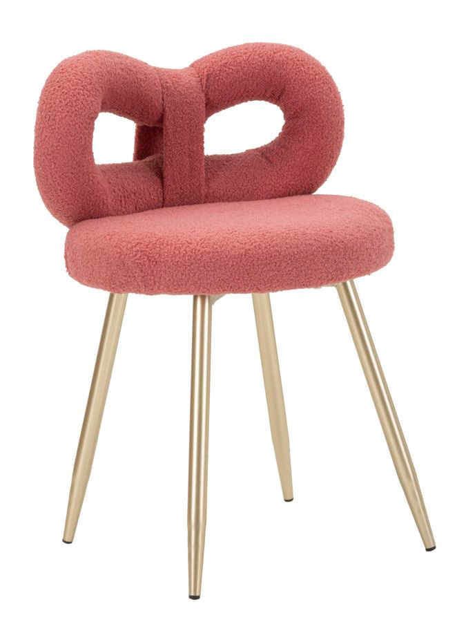 Mini-fauteuil rembourré rose avec pieds en bois – Fauteuil d&
