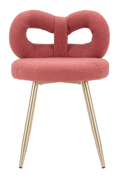 Mini-fauteuil rembourré rose avec pieds en bois – Fauteuil d'appoint Ilary