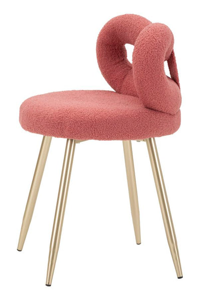 Mini-fauteuil rembourré rose avec pieds en bois – Fauteuil d'appoint Ilary