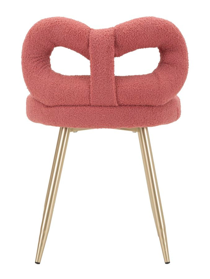 Mini-fauteuil rembourré rose avec pieds en bois – Fauteuil d&