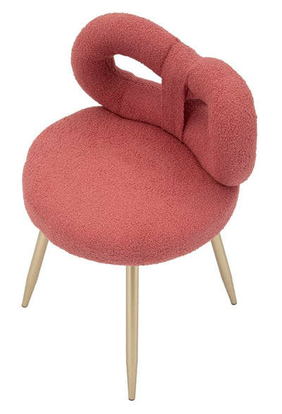 Mini-fauteuil rembourré rose avec pieds en bois – Fauteuil d'appoint Ilary