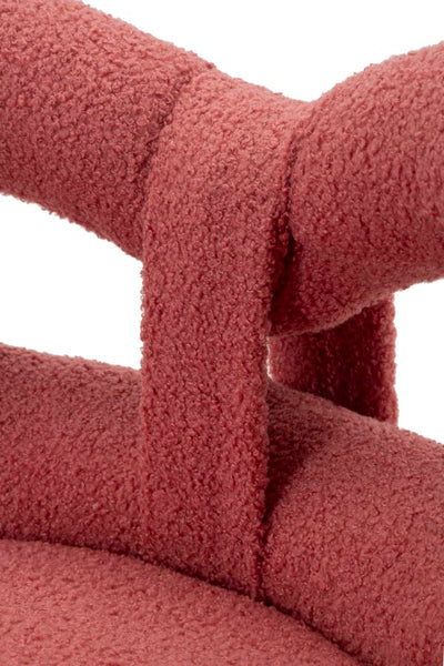 Mini-fauteuil rembourré rose avec pieds en bois – Fauteuil d'appoint Ilary