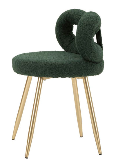 Mini-fauteuil rembourré vert avec pieds en bois – Fauteuil d'appoint Ilary