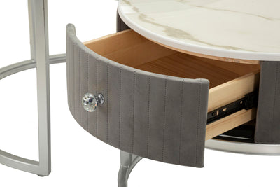 Lot de 2 tables basses rondes avec plateau gris – Collection Greys