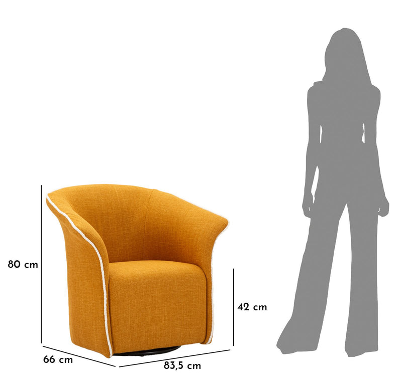 Fauteuil pivotant en velours jaune – Fauteuil d&