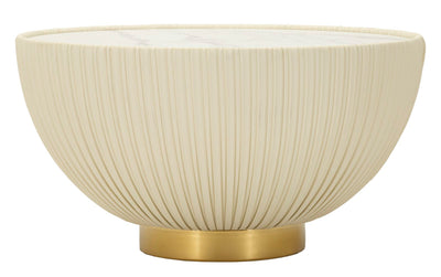 Table basse ronde beige avec base dorée – Design moderne Elge