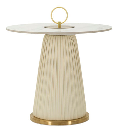 Table basse ronde dorée avec plateau en marbre artificiel – Style contemporain Nova