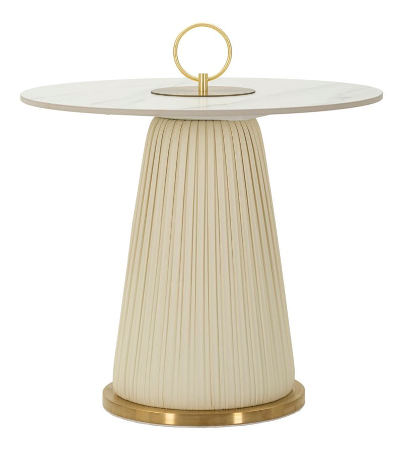 Table basse ronde dorée avec plateau en marbre artificiel – Style contemporain Nova