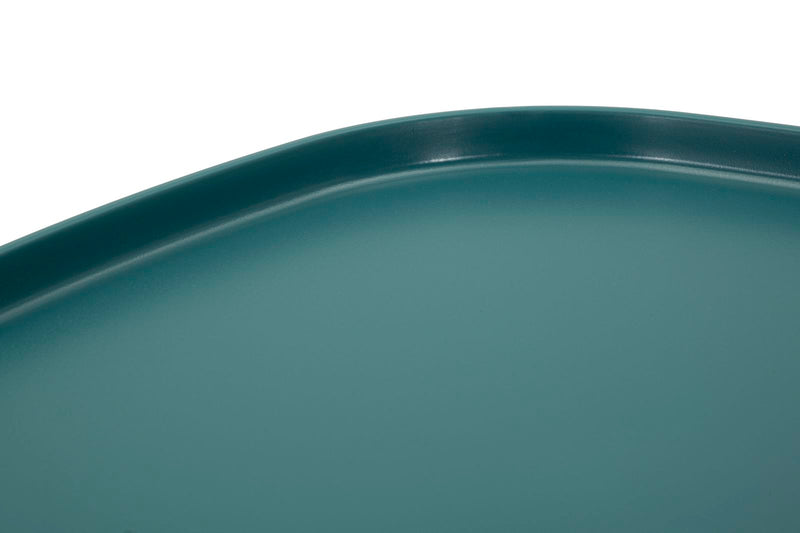 Table basse ronde bleue avec piètement géométrique – Gea Modern Accent