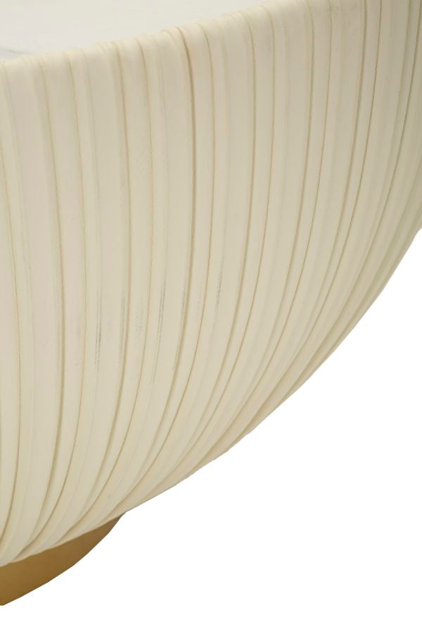 Table basse ronde beige avec base dorée – Design moderne Elge