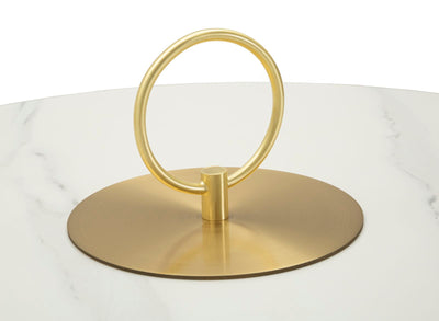Table basse ronde dorée avec plateau en marbre artificiel – Style contemporain Nova