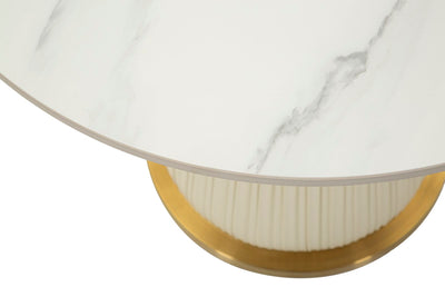 Table basse ronde dorée avec plateau en marbre artificiel – Style contemporain Nova