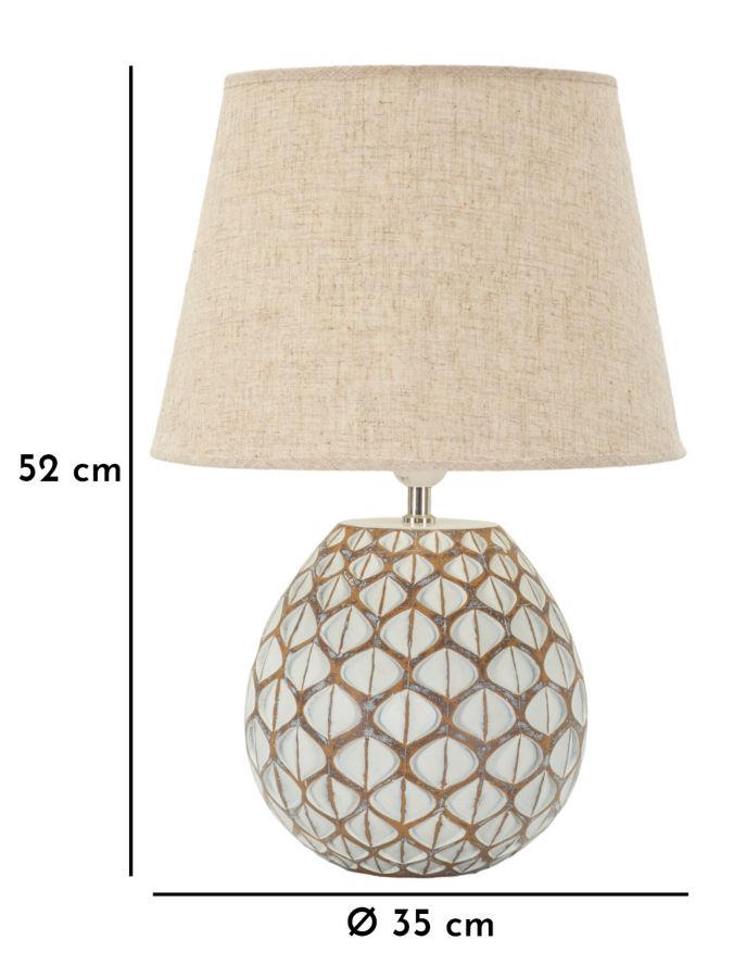 Lampe de table en résine blanche avec abat-jour en tissu – Tibet Modern Design