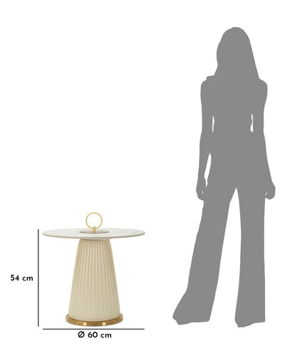 Table basse ronde dorée avec plateau en marbre artificiel – Style contemporain Nova