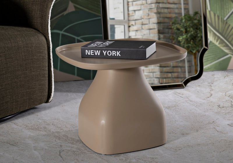 Table basse ronde grise avec piètement sculptural – Gea Modern Accent